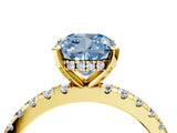 Yellow gold Fancy Blue Cushion Cut Diamond Solitaire Ring with Round  Pavé Band and Four-Prong Setting_40