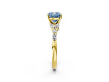 Yellow gold Fancy Blue Cushion Cut Diamond Solitaire Ring with Side Stones and Four-Prong Setting_58