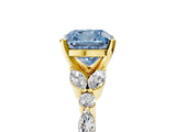 Yellow gold Fancy Blue Cushion Cut Diamond Solitaire Ring with Side Stones and Four-Prong Setting_61