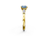 Yellow gold Fancy Blue Cushion  Cut Diamond Solitaire Ring with Tapered Baguette Accents and Four-Prong Setting_78
