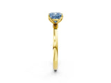 Yellow gold Fancy Blue Cushion Cut Diamond Solitaire Ring with Thin Band and Prong Setting_14