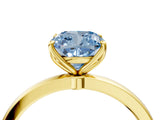 Yellow gold Fancy Blue Cushion Cut Diamond Solitaire Ring with Thin Band and Prong Setting_16