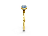 Yellow gold Fancy Blue Cushion Cut Diamond Solitaire Ring with Thin Band and Prong Setting_26