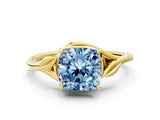 Yellow gold Fancy Blue Cushion Cut Diamond Solitaire Ring with Twist Band and Four-Prong Setting_74