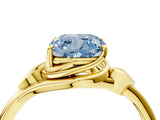 Yellow gold Fancy Blue Cushion Cut Diamond Solitaire Ring with Twist Band and Four-Prong Setting_78