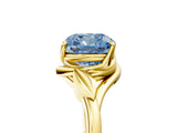 Yellow gold Fancy Blue Cushion Cut Diamond Solitaire Ring with Twist Band and Four-Prong Setting_79