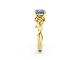 Yellow gold Fancy Blue Cushion Cut Diamond Solitaire Ring with Twisted Band and Prong Setting_132