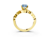 Yellow gold Fancy Blue Cushion Cut Diamond Solitaire Ring with Twisted Band and Prong Setting_133
