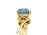 Yellow gold Fancy Blue Cushion Cut Diamond Solitaire Ring with Twisted Band and Prong Setting_135