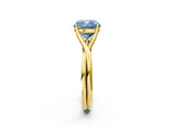 Yellow gold Fancy Blue Cushion Cut Diamond Solitaire Twist Band Prong Setting Ring_74