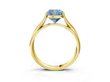 Yellow gold Fancy Blue Cushion Cut Diamond Solitaire Twist Band Prong Setting Ring_75