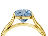 Yellow gold Fancy Blue Cushion Cut Diamond Solitaire Twist Band Prong Setting Ring_76