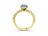 Yellow gold Fancy Blue Cushion Cut Diamond Solitaire with Side Stones, Pave Band, Four-Prong Setting_116