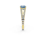Yellow gold Fancy Blue Cushion Cut Diamond Split Shank Pavé Engagement Ring with Four-Prong Setting_82