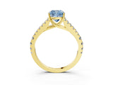 Yellow gold Fancy Blue Cushion Cut Diamond Split Shank Pavé Engagement Ring with Four-Prong Setting_83