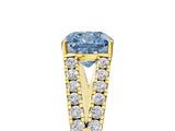 Yellow gold Fancy Blue Cushion Cut Diamond Split Shank Pavé Engagement Ring with Four-Prong Setting_85