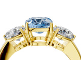 Yellow gold Fancy Blue Cushion Cut Diamond Three-Stone Ring with Prong Setting and Classic Band_127
