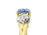 Yellow gold Fancy Blue Cushion Cut Diamond Three-Stone Ring with Prong Setting and Classic Band_128