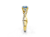 Yellow gold Fancy Blue Cushion  Cut Diamond Twist Band Solitaire with Prong Setting_28