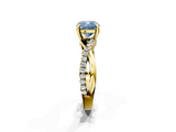 Yellow gold Fancy Blue Cushion  Cut Diamond Twist Band Solitaire with Prong Setting_29