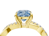 Yellow gold Fancy Blue Cushion  Cut Diamond Twist Band Solitaire with Prong Setting_31