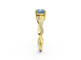 Yellow gold Fancy Blue Cushion  Cut Diamond Twisted Band Engagement Ring with Prong Setting_5