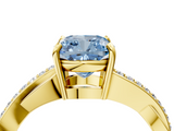 Yellow gold Fancy Blue Cushion  Cut Diamond Twisted Band Engagement Ring with Prong Setting_7