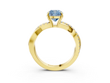 Yellow gold Fancy Blue Cushion  Cut Diamond Twisted Band with Pavé Setting and Four-Prong Setting_23