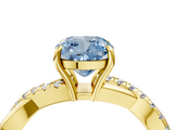 Yellow gold Fancy Blue Cushion  Cut Diamond Twisted Band with Pavé Setting and Four-Prong Setting_24
