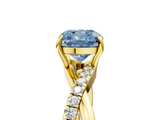 Yellow gold Fancy Blue Cushion  Cut Diamond Twisted Band with Pavé Setting and Four-Prong Setting_25