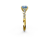 Yellow gold Fancy Blue Cushion  Cut Diamond Vine Band with Four-Prong Setting_59