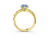 Yellow gold Fancy Blue Cushion  Cut Diamond Vine Band with Four-Prong Setting_60