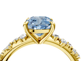 Yellow gold Fancy Blue Cushion  Cut Diamond Vine Band with Four-Prong Setting_61