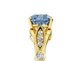 Yellow gold Fancy Blue Cushion  Cut Diamond with Milgrain Marquise and Bezel Accents on a Solitaire Band with Prong Setting_192
