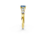 Yellow gold Fancy Blue Cushion  Cut Five-Stone Prong Set Diamond Ring with Classic Band_34