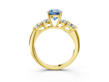 Yellow gold Fancy Blue Cushion  Cut Five-Stone Prong Set Diamond Ring with Classic Band_35
