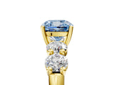 Yellow gold Fancy Blue Cushion  Cut Five-Stone Prong Set Diamond Ring with Classic Band_37