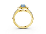 Yellow gold Fancy Blue Cushion  Cut Halo Diamond Pave Band with Four-Prong Setting_38