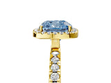 Yellow gold Fancy Blue Cushion Cut Halo Diamond Pave Band with Prong Setting_5