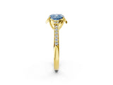 Yellow gold Fancy Blue Cushion  Cut Halo Diamond Ring with Channel Set Band and Four-Prong Setting_34