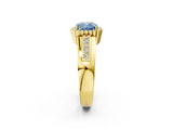 Yellow gold Fancy Blue Cushion  Cut Halo Pave Band Four-Prong Ring_51