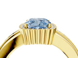 Yellow gold Fancy Blue Cushion  Cut Halo Pave Band Four-Prong Ring_53