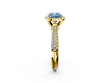 Yellow gold Fancy Blue Cushion  Cut Halo Pave Band Four-Prong Setting Ring_39