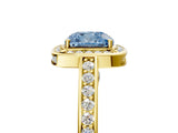 Yellow gold Fancy Blue Cushion  Cut Halo Pave Split Shank Prong Setting Ring_36