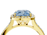 Yellow gold Fancy Blue Cushion Cut Halo Round Diamond Pavé Band with Four-Prong Setting_7