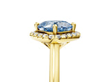 Yellow gold Fancy Blue Cushion Cut Halo Round Diamond Solitaire Engagement Ring with Pave Band and Four-Prong Setting_17