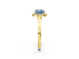 Yellow gold Fancy Blue Cushion Cut Halo Round Diamond Solitaire Ring with Pavé Band and Four-Prong Setting_14