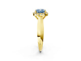 Yellow gold Fancy Blue Cushion  Cut Halo Solitaire Engagement Ring with Square Band and Four-Prong Setting_68