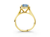 Yellow gold Fancy Blue Cushion  Cut Halo Solitaire Engagement Ring with Square Band and Four-Prong Setting_69