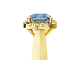 Yellow gold Fancy Blue Cushion  Cut Halo Solitaire Engagement Ring with Square Band and Four-Prong Setting_71
